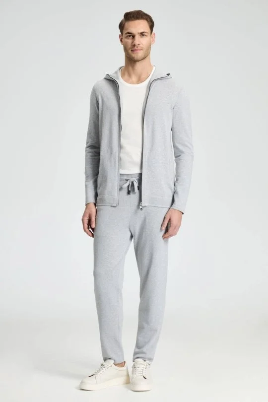 Hemington - Slim Fit Gri Kapüşonlu İnce Hırka (3)