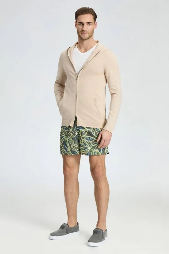 Hemington - Slim Fit Kum Rengi Kapüşonlu İnce Hırka (1)