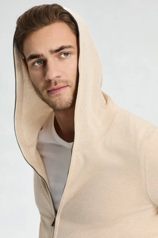 Hemington - Slim Fit Kum Rengi Kapüşonlu İnce Hırka (2)