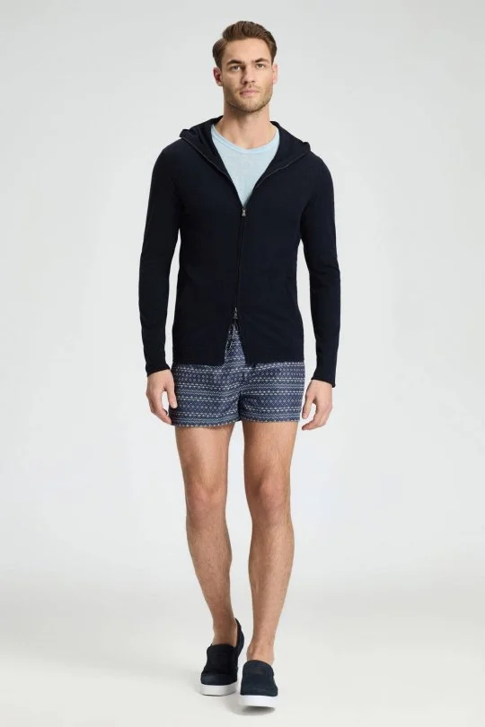 Hemington - Slim Fit Lacivert Kapüşonlu İnce Hırka (1)
