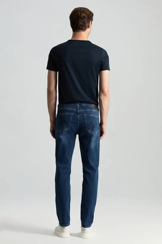 Hemington - Saf Pamuk Slim Fit Lacivert Taşlanmış Denim Pantolon (3)