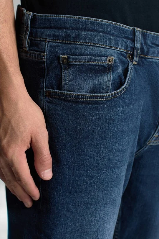 Hemington - Saf Pamuk Slim Fit Lacivert Taşlanmış Denim Pantolon (2)
