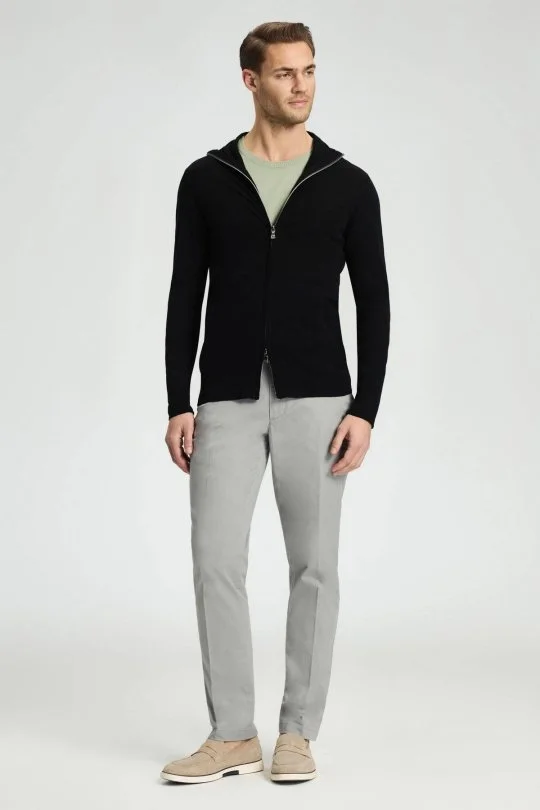 Hemington - Slim Fit Siyah Kapüşonlu İnce Hırka (4)