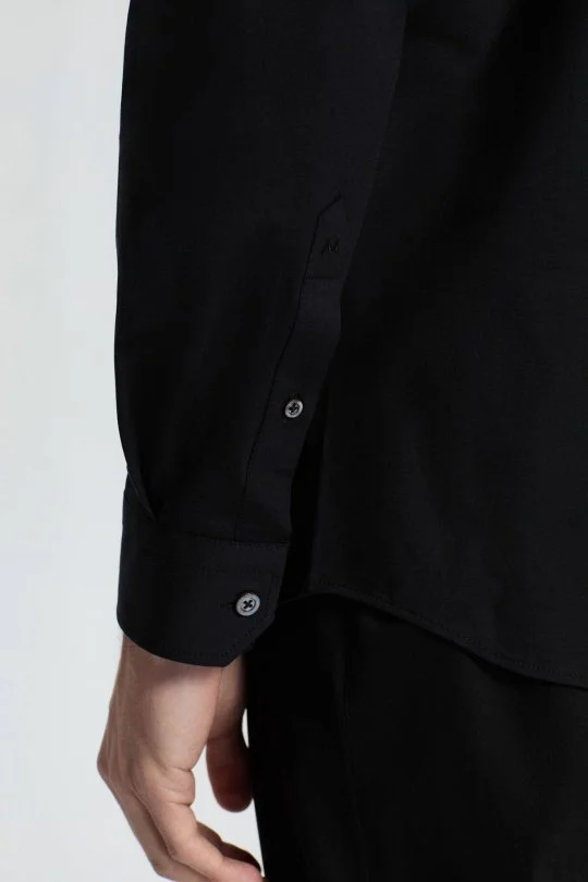 Hemington - Slim Fit Gizli Düğme Siyah Spor Gömlek (3)