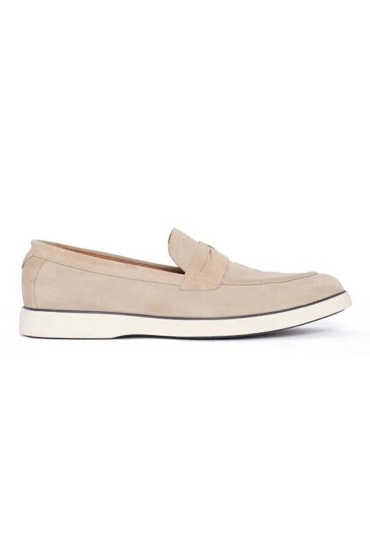 Hemington - Süet Deri Krem Rengi Loafer