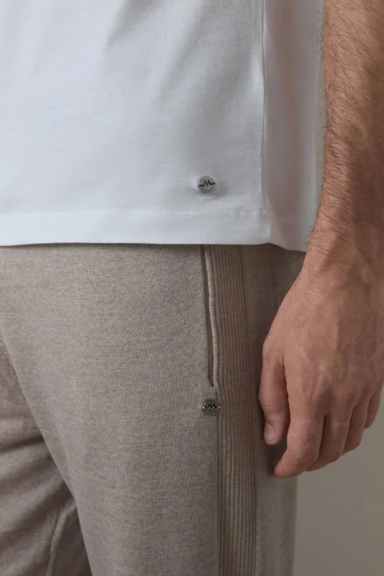 Superfine Pamuk Bisiklet Yaka Beyaz Basic T-Shirt
