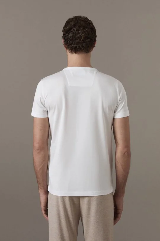 Superfine Pamuk Bisiklet Yaka Beyaz Basic T-Shirt