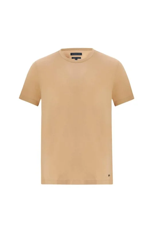 Hemington - Superfine Pamuk Bisiklet Yaka Kum Rengi Basic T-Shirt (6)