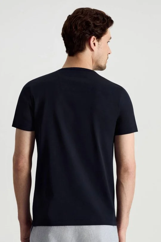 Hemington - Superfine Pamuk Bisiklet Yaka Lacivert Basic T-Shirt (5)