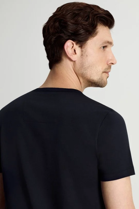 Hemington - Superfine Pamuk Bisiklet Yaka Lacivert Basic T-Shirt (4)