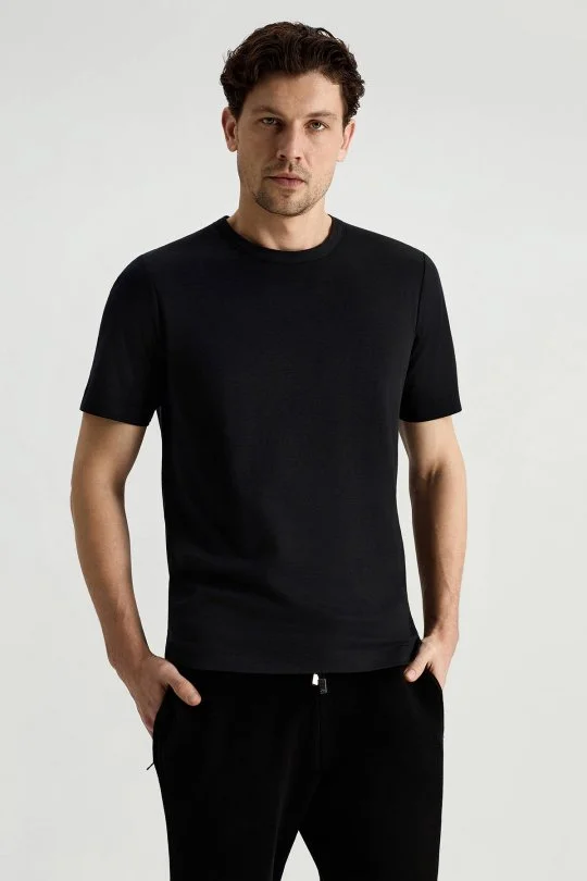 Hemington - Superfine Pamuk Bisiklet Yaka Siyah Basic T-Shirt (1)