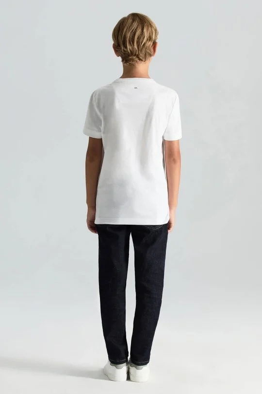 Hemington - Supima Pamuk Bisiklet Yaka Tencel Beyaz Çocuk T-Shirt (3)
