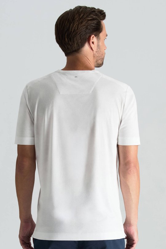Supima Pamuk Bisiklet Yaka Tencel Beyaz T-Shirt