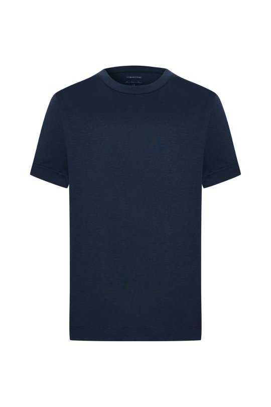 Supima Pamuk Bisiklet Yaka Tencel Lacivert Çocuk T-Shirt