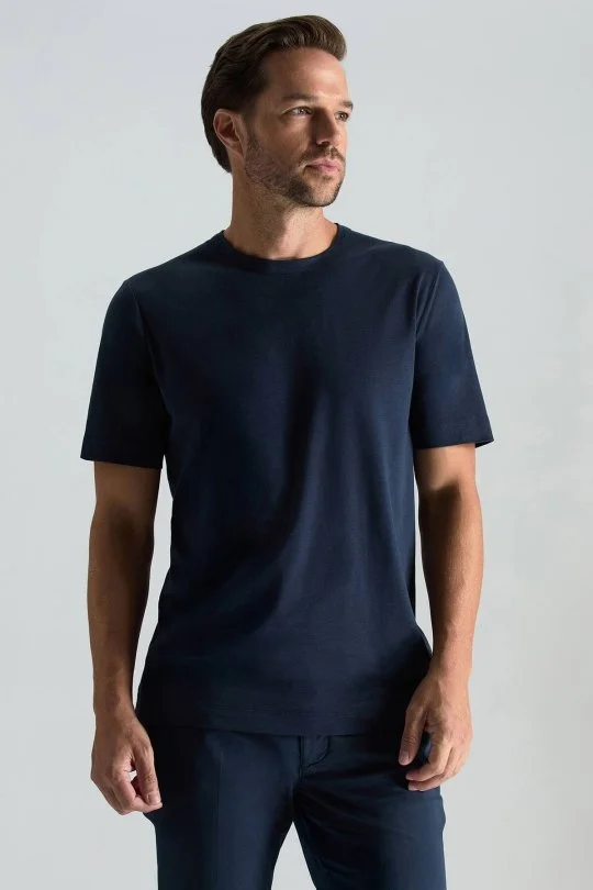 Hemington - Supima Pamuk Bisiklet Yaka Tencel Lacivert T-Shirt