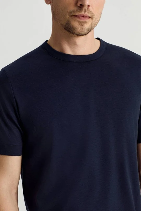 Hemington - Supima Pamuk Bisiklet Yaka Tencel Lacivert T-Shirt (3)