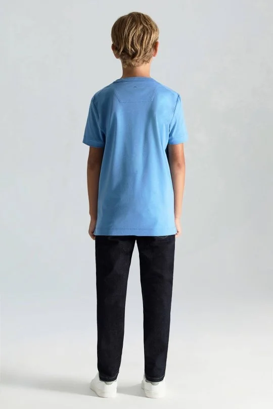 Hemington - Supima Pamuk Bisiklet Yaka Tencel Mavi Çocuk T-Shirt (2)
