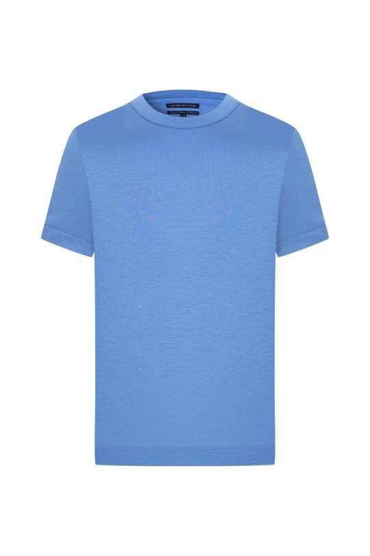 Supima Pamuk Bisiklet Yaka Tencel Mavi Çocuk T-Shirt