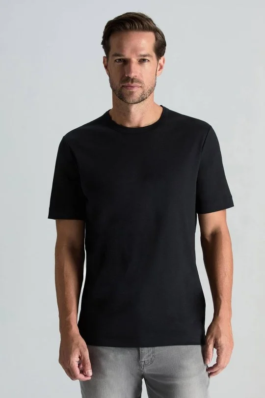 Hemington - Supima Pamuk Bisiklet Yaka Tencel Siyah T-Shirt
