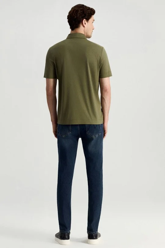 Hemington - Supima Pamuk Polo Yaka Tencel Haki T-Shirt (5)