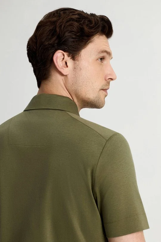 Hemington - Supima Pamuk Polo Yaka Tencel Haki T-Shirt (4)