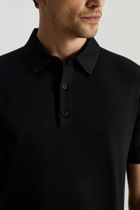 Hemington - Supima Pamuk Polo Yaka Tencel Siyah T-Shirt (3)