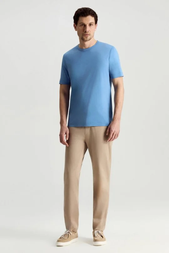 Hemington - Supima Pamuk Bisiklet Yaka Tencel Mavi T-Shirt (3)