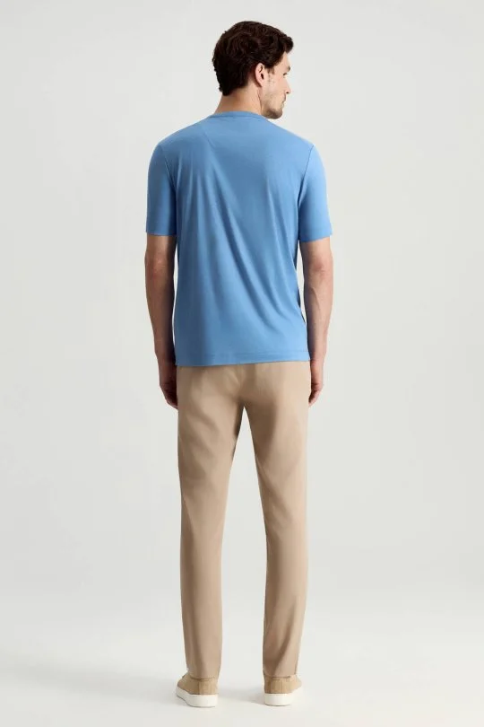 Hemington - Supima Pamuk Bisiklet Yaka Tencel Mavi T-Shirt (5)