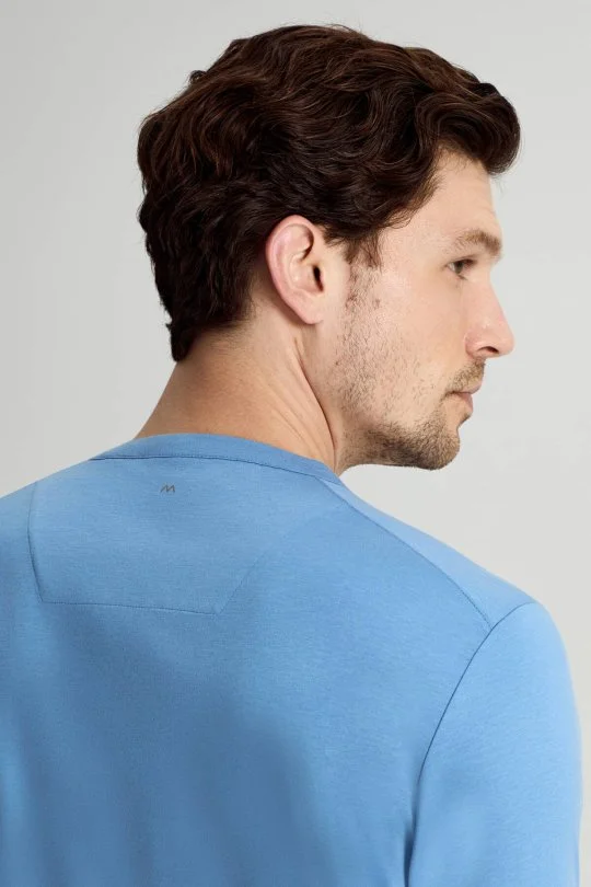Hemington - Supima Pamuk Bisiklet Yaka Tencel Mavi T-Shirt (4)