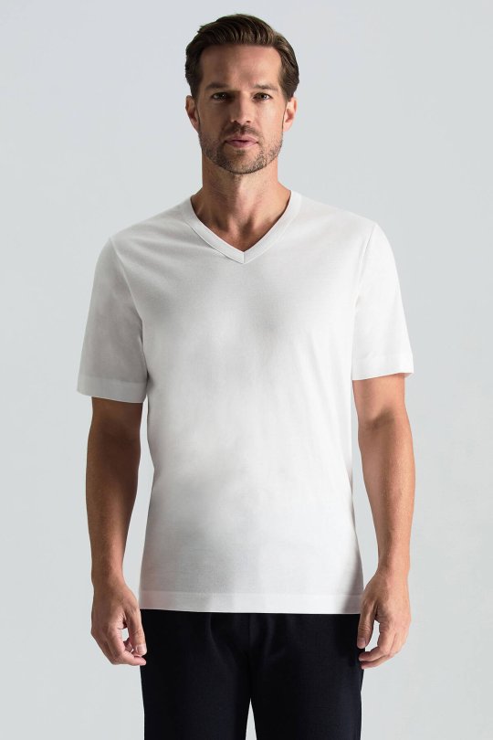 Supima Pamuk V Yaka Tencel Beyaz T-Shirt
