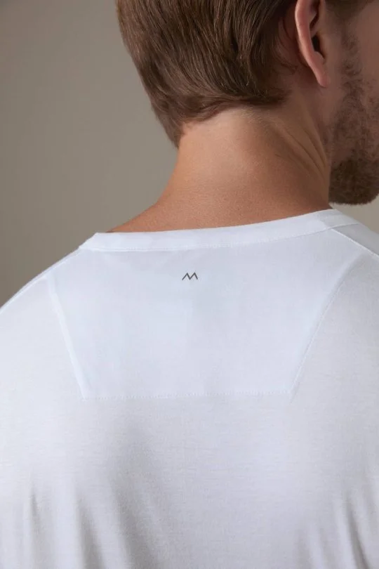 Supima Pamuk V Yaka Tencel Beyaz T-Shirt