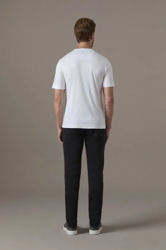 Supima Pamuk V Yaka Tencel Beyaz T-Shirt
