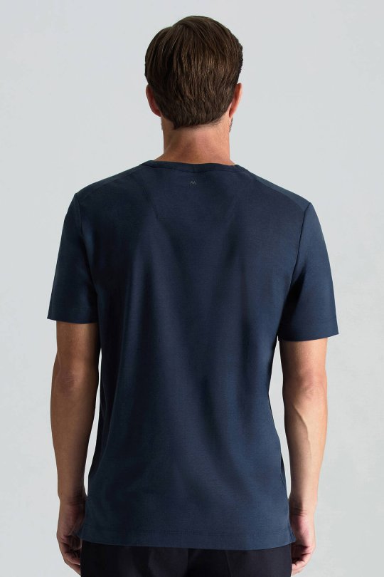 Supima Pamuk V Yaka Tencel Lacivert T-Shirt