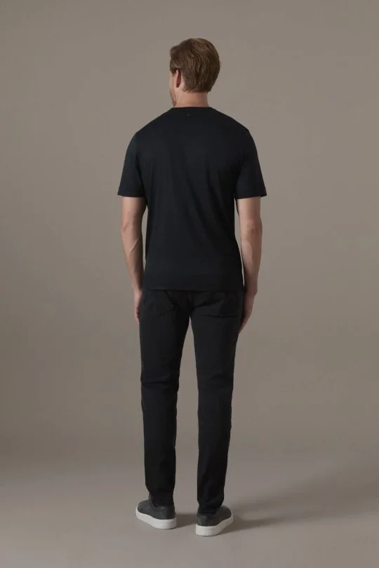 Supima Pamuk V Yaka Tencel Siyah T-Shirt