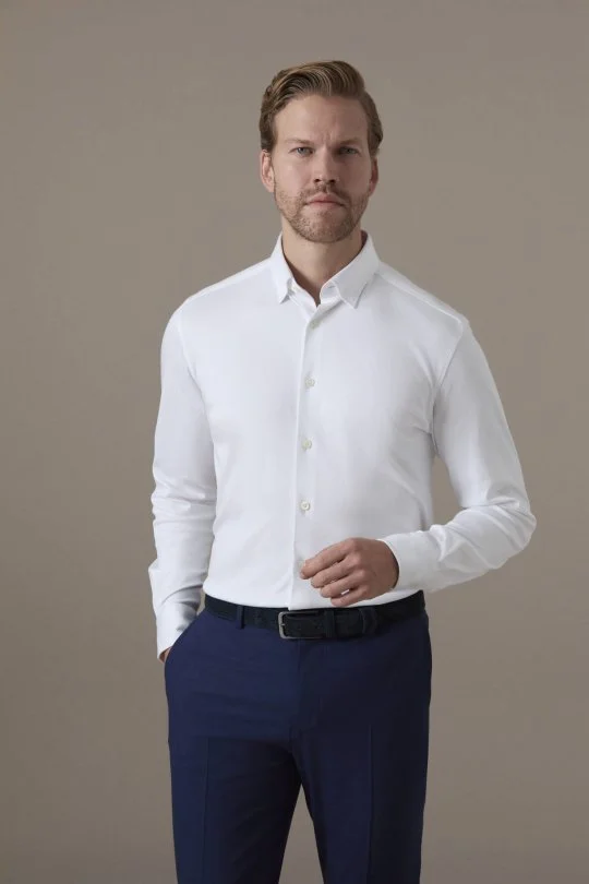 Supima Pamuk Gizli Düğme Beyaz Business Gömlek