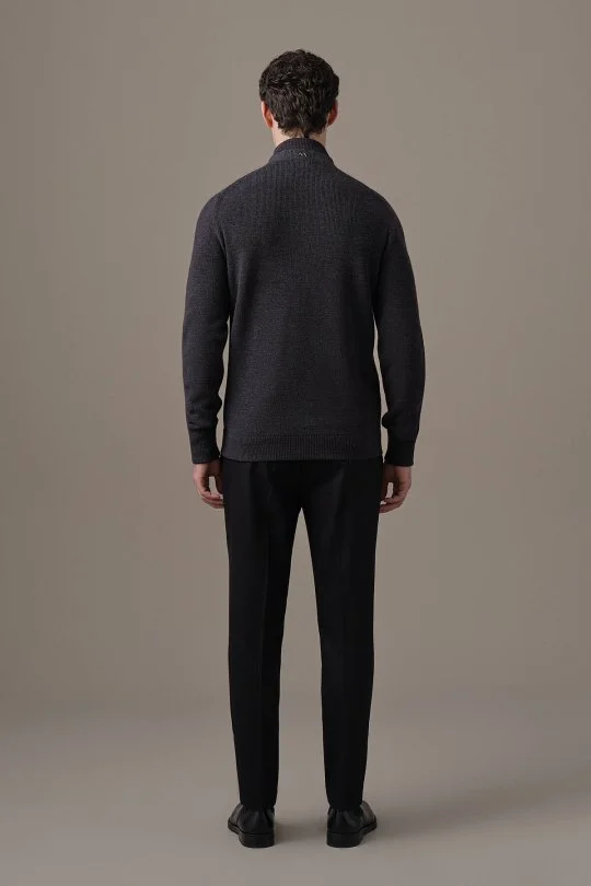 Hemington - Tartan Desen Kumaşlı Antrasit Tailored Triko Ceket (5)