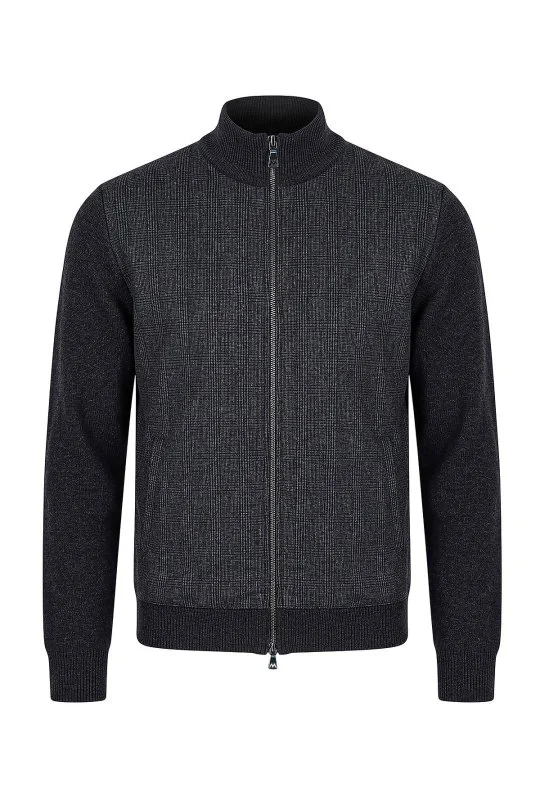 Hemington - Tartan Desen Kumaşlı Antrasit Tailored Triko Ceket (6)