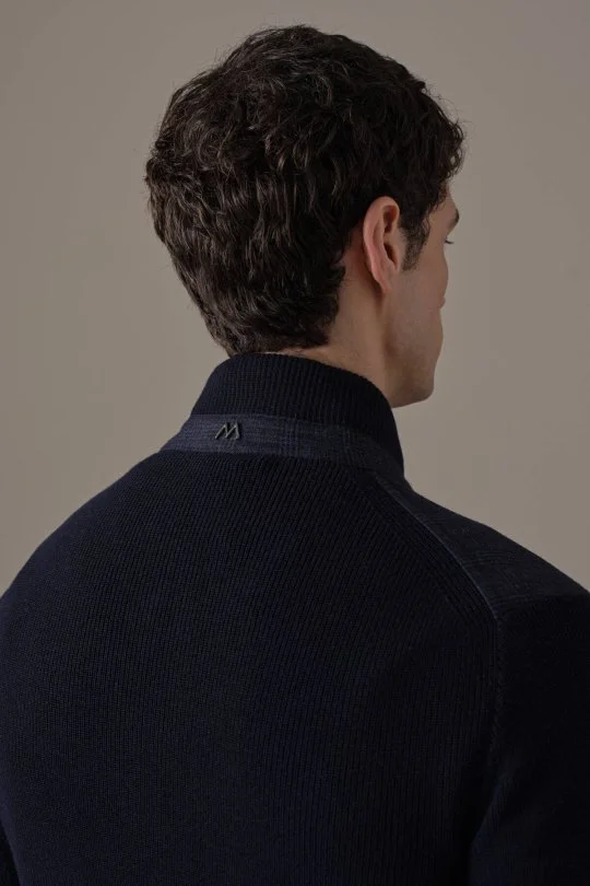 Hemington - Tartan Desen Kumaşlı Lacivert Tailored Triko Ceket (4)