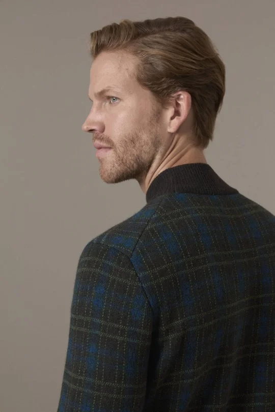 Tartan Desen Lupetto Yaka Kahverengi Kazak