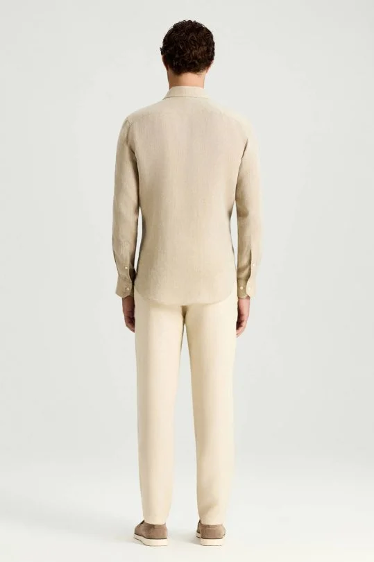 Hemington - Taş Rengi Saf Keten Spor Gömlek (4)