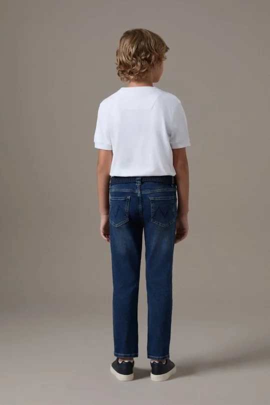 Lacivert Taşlanmış Denim Çocuk Pantolon