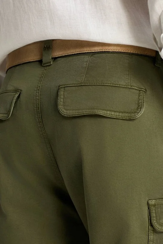 Tencel Kumaş Haki Kargo Şort