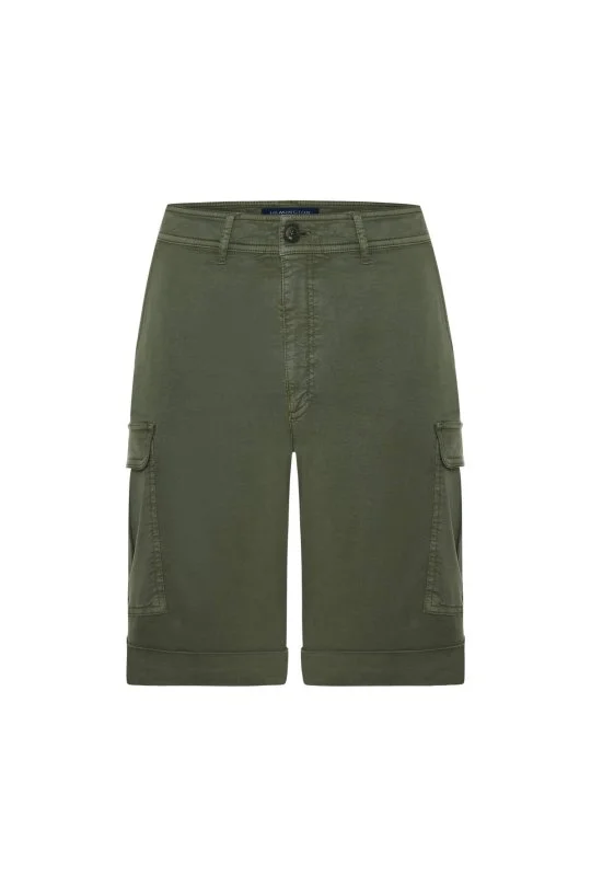 Tencel Kumaş Haki Kargo Şort