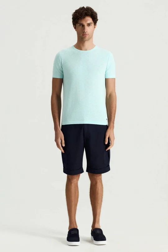 Tencel Kumaş Lacivert Kargo Şort