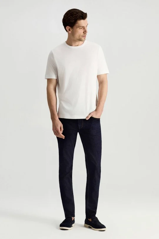 Hemington - Supima Pamuk Bisiklet Yaka Tencel Beyaz T-Shirt (3)