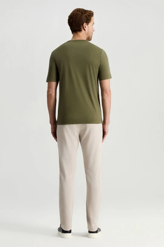 Hemington - Supima Pamuk Bisiklet Yaka Tencel Haki T-Shirt (5)