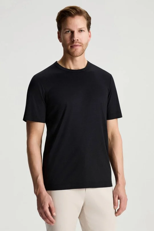 Hemington - Supima Pamuk Bisiklet Yaka Tencel Siyah T-Shirt (1)