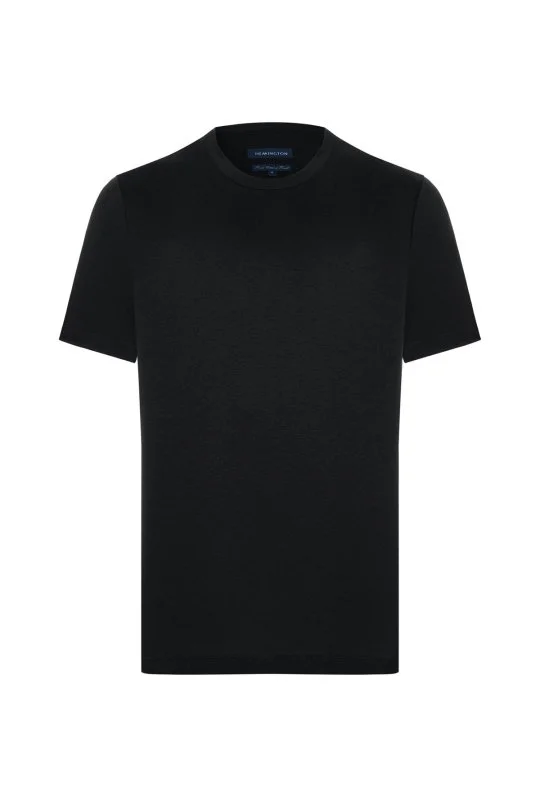 Hemington - Supima Pamuk Bisiklet Yaka Tencel Siyah T-Shirt (6)