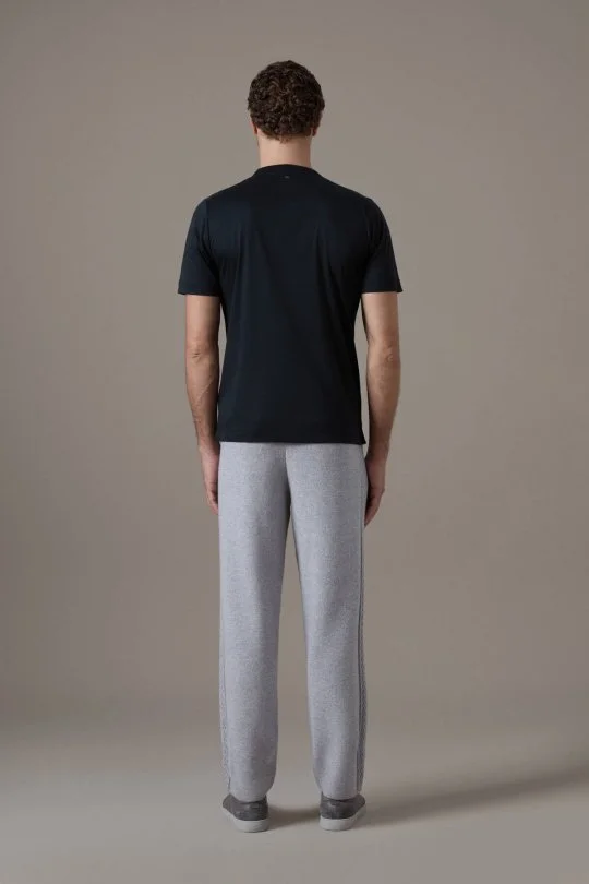 Supima Pamuk Bisiklet Yaka Tencel Siyah T-Shirt