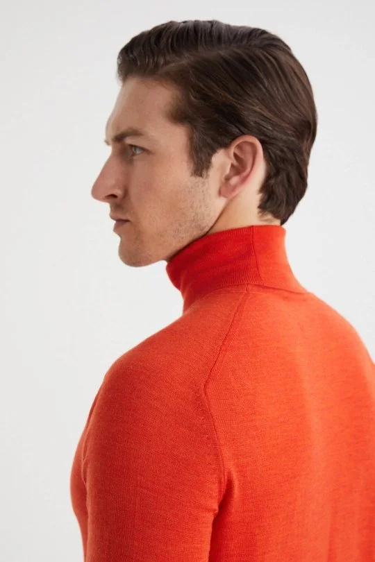 Hemington - Turuncu Boğazlı Slim Fit Merino Yün Triko (2)